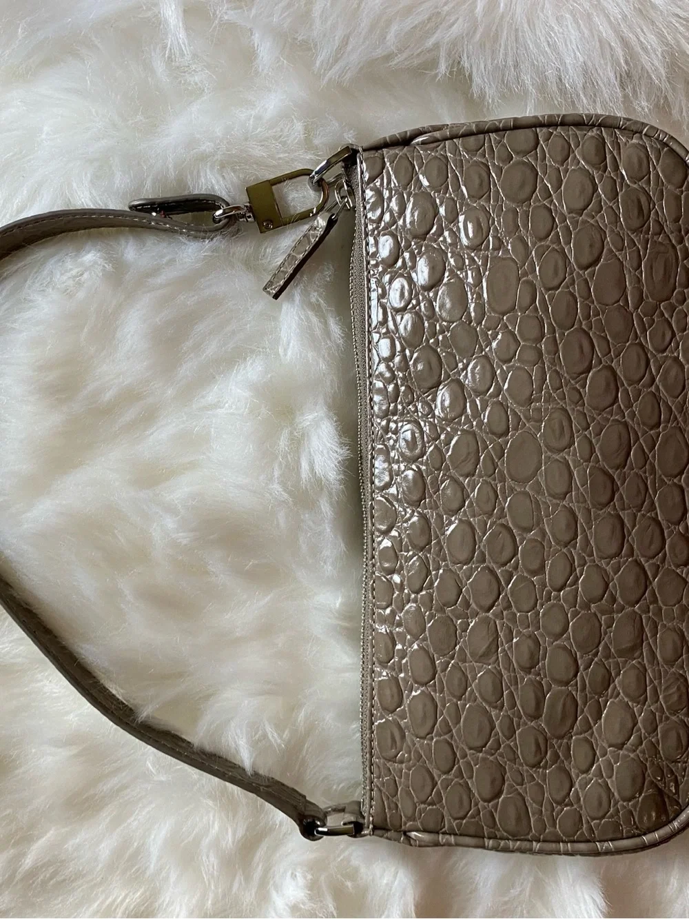 🔥NWT🔥 BY FAR, Rachel Croc-Embossed Leather Shoulder Bag